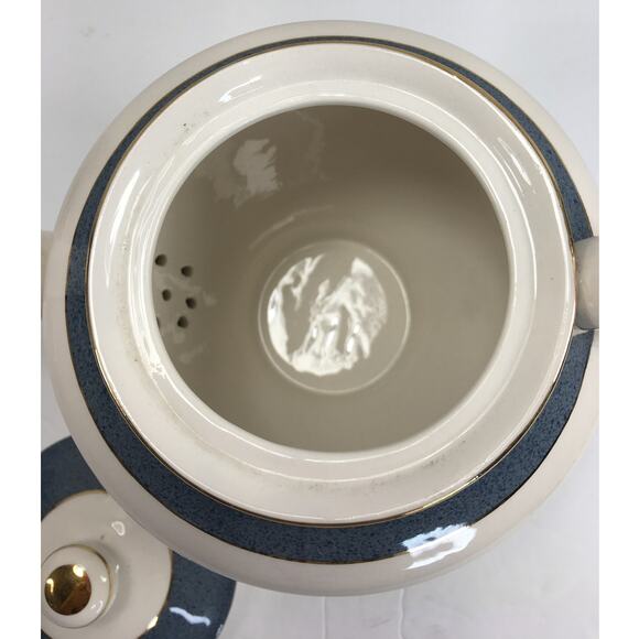 NIKKO Double Phoenix Ironstone Riviera Slate Blue Teapot Made in Japan RARE! - Picture 6 of 13